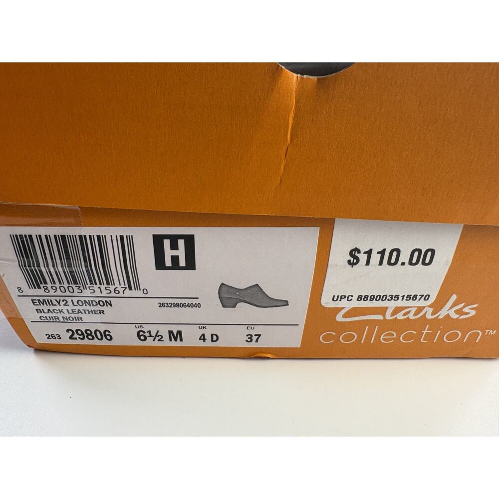 Clarks Emily2 London Women's Size 6.5M Black Leather Block Heel Comfort Shoe New - Picture 10 of 11